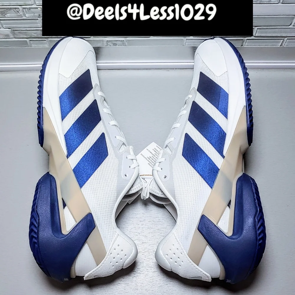 Adidas Ubersonic 5 Tennis Pickleball Mens Size 9 White Blue Silver